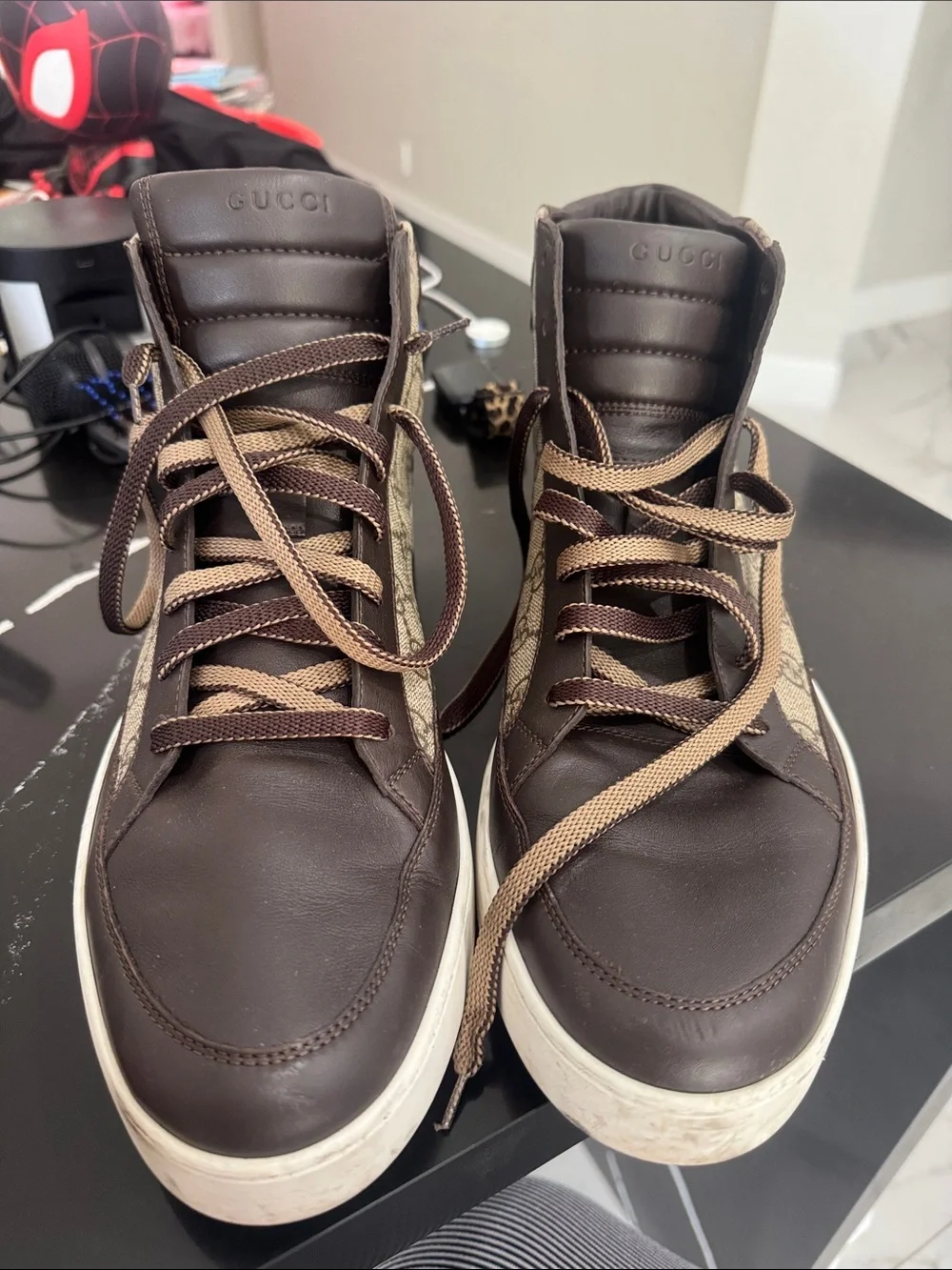 Gucci Brown and Beige GG High-Top Sneakers